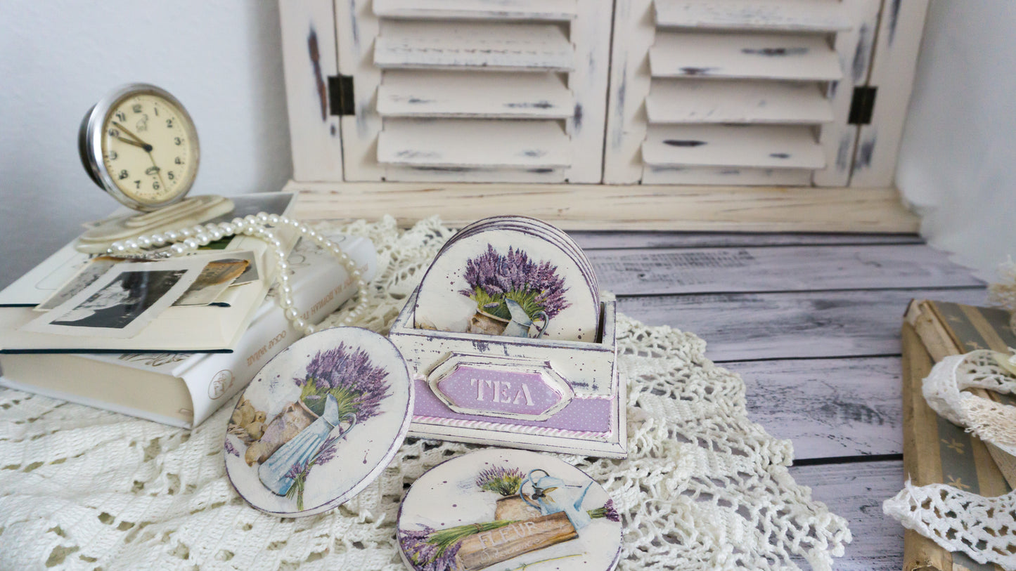 Coaster set with holder 'Lyla'