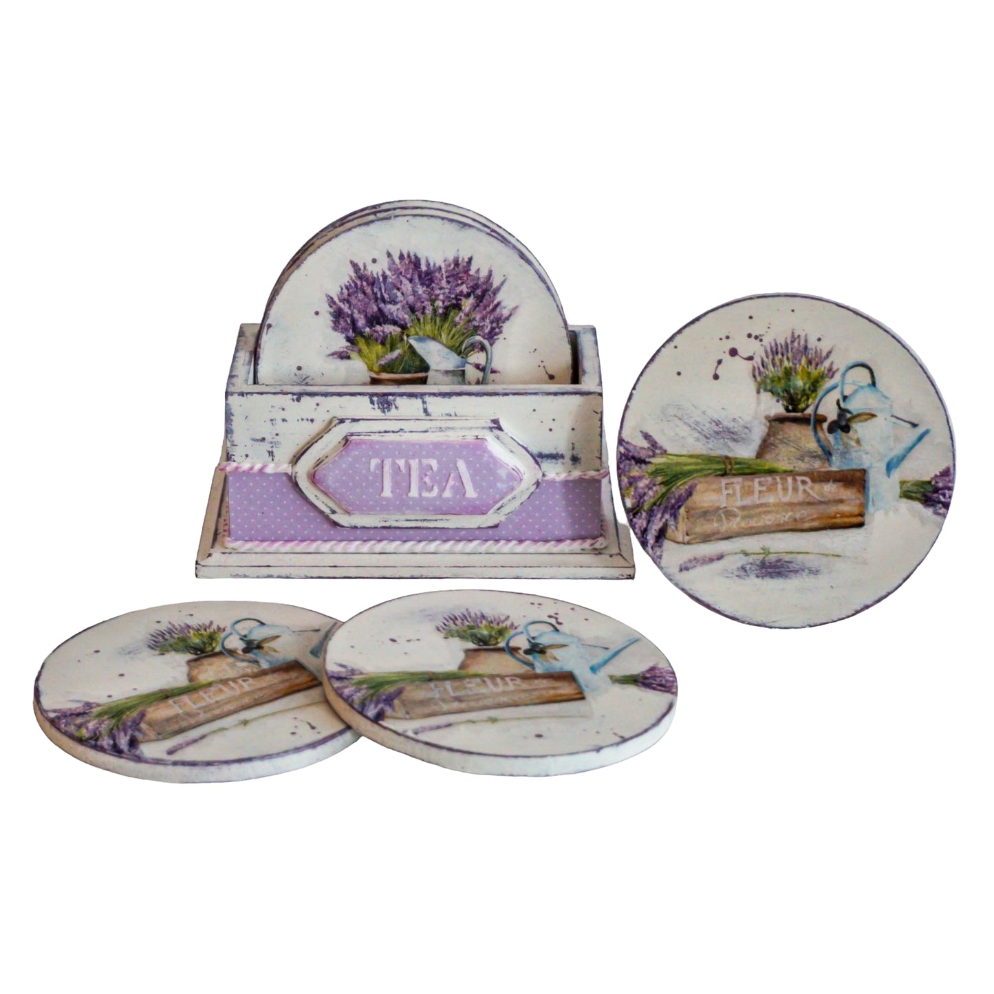 Coaster set with holder 'Lyla'