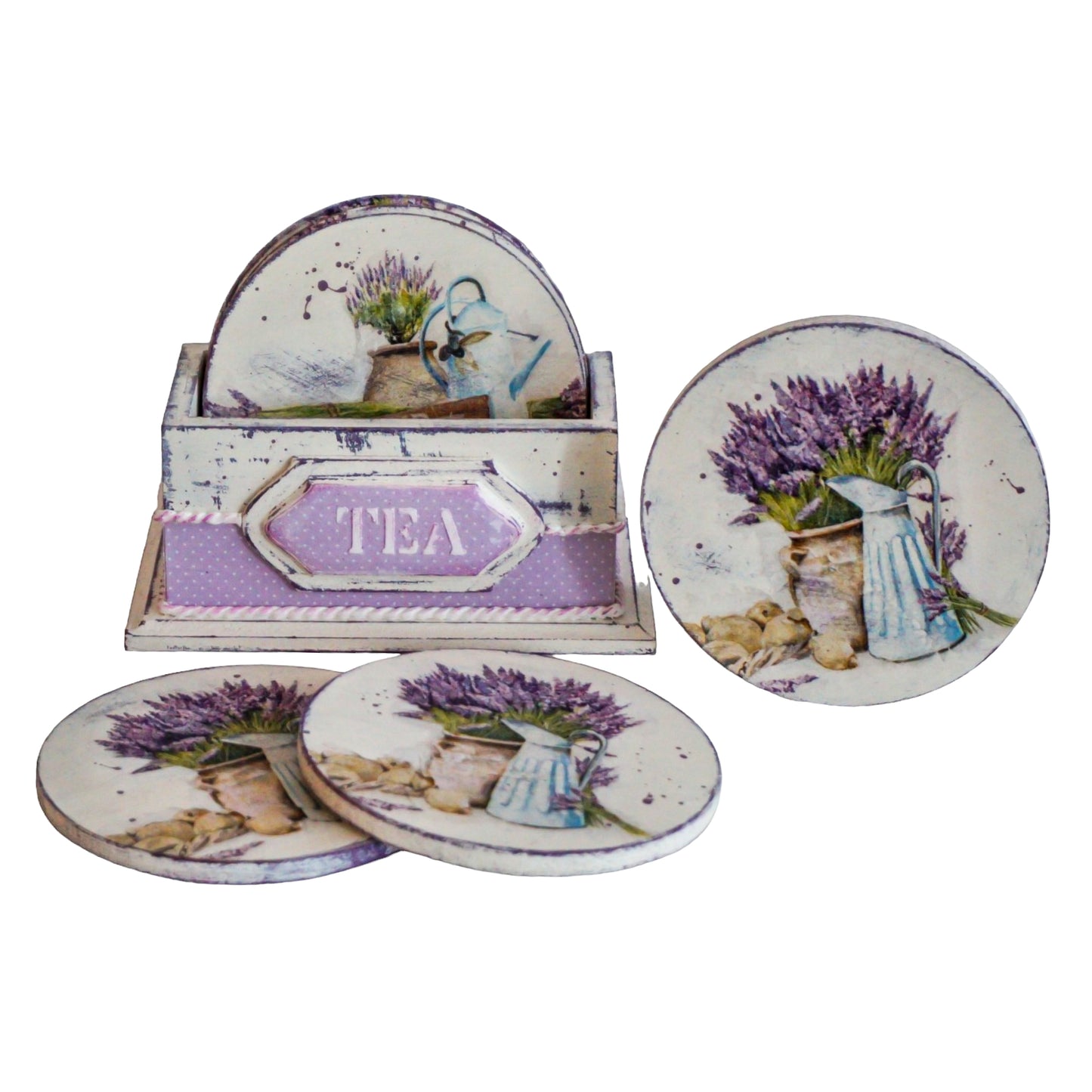 Coaster set with holder 'Lyla'